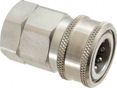 Parker - 1/2 Thread Stainless Steel Hydraulic Hose Valved Coupler - 3,750 psi, 30 GPM - USA Tool & Supply