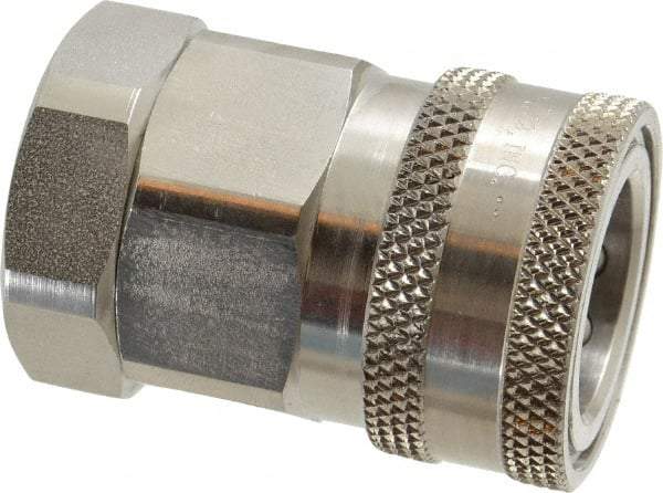 Parker - 3/4 Thread Stainless Steel Hydraulic Hose Valved Coupler - 2,000 psi, 52 GPM - USA Tool & Supply