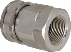 Parker - 1 Thread Stainless Steel Hydraulic Hose Valved Coupler - 2,000 psi, 80 GPM - USA Tool & Supply