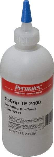 Devcon - 1 Lb Bottle Clear Instant Adhesive - Series TE 2400, 30 sec Working Time, Bonds to Metal, Plastic & Rubber - USA Tool & Supply