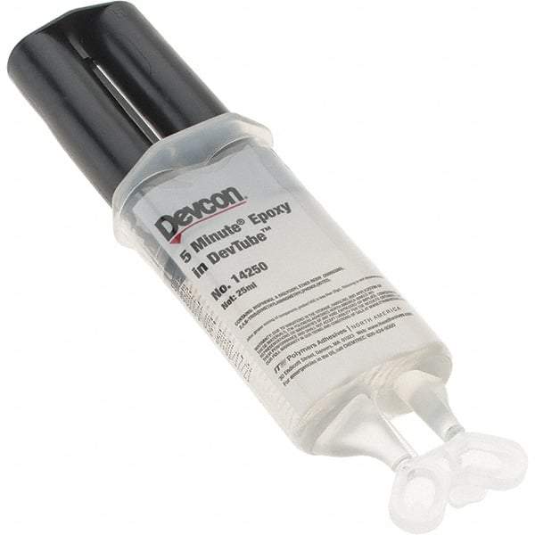 Devcon - 25 mL Tube Two Part Epoxy - 3 to 6 min Working Time, 1,900 psi Shear Strength - USA Tool & Supply