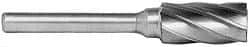 M.A. Ford - 5/8" Cut Diam, 1/4" Shank Diam, Cylinder Head Single Cut Burr - Carbide, Flat End, 1" LOC, 3" OAL - USA Tool & Supply
