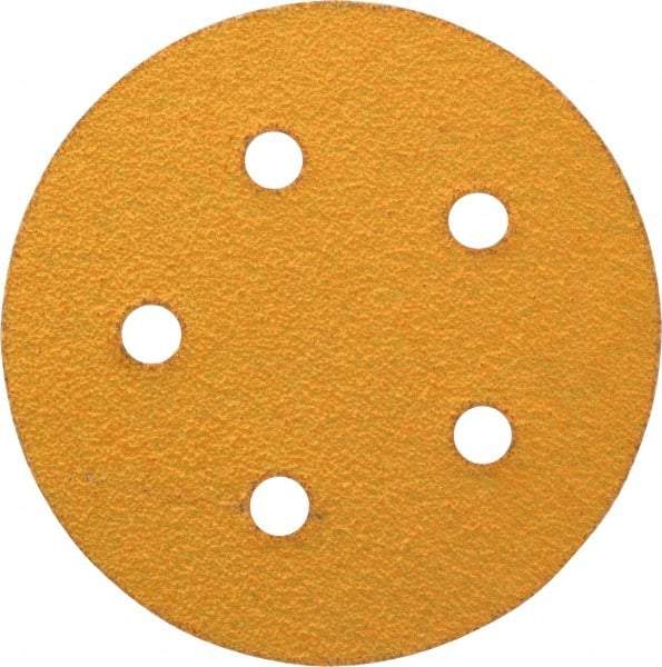 Made in USA - 5" Diam, 40 Grit, Aluminum Oxide Hook & Loop Disc - Coarse Grade, Coated, E Weight Paper Backing, - USA Tool & Supply