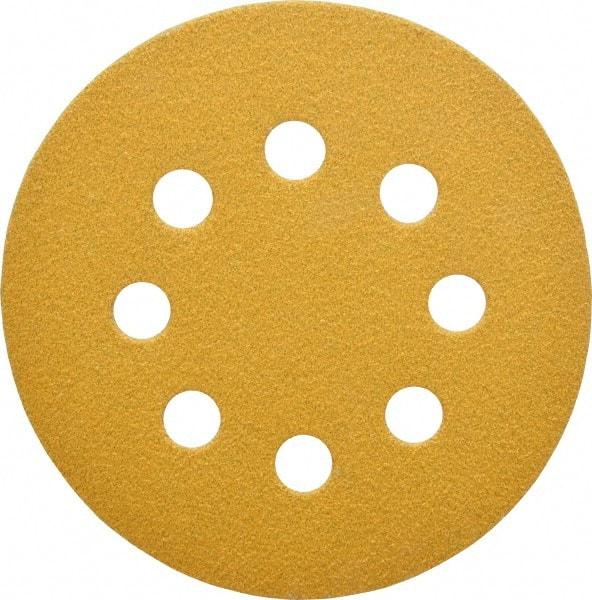 Made in USA - 5" Diam, 60 Grit, Aluminum Oxide Hook & Loop Disc - Medium Grade, Coated, E Weight Paper Backing, - USA Tool & Supply