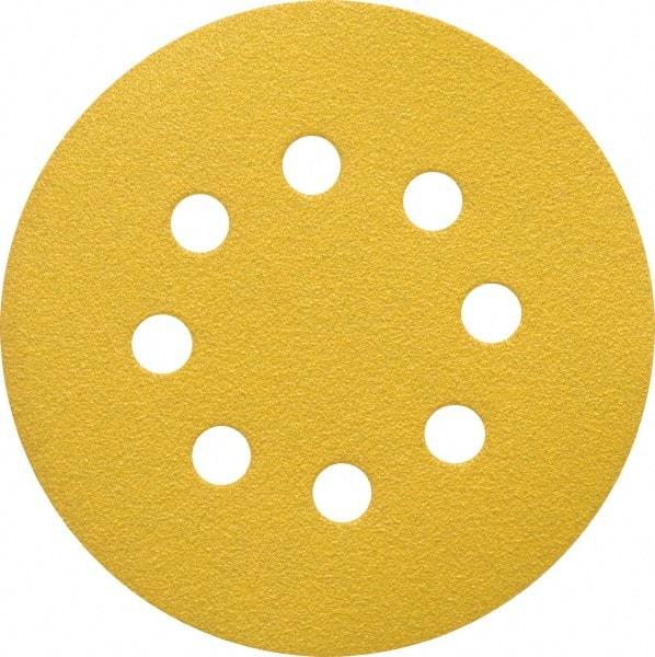 Made in USA - 5" Diam, 80 Grit, Aluminum Oxide Hook & Loop Disc - Medium Grade, Coated, C Weight Paper Backing, - USA Tool & Supply