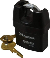 Master Lock - 3/4" Shackle Clearance, Keyed Alike Padlock - 3/8" Shackle Width, 3/8" Shackle Diam, Laminated Steel - USA Tool & Supply