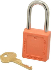 Master Lock - Keyed Alike Nonconductive Lockout Padlock - 1-1/2" Shackle Clearance, 1/4" Shackle Diam, 1-3/4" Body Height x 1-1/2" Body Width, Orange, 6 Pins - USA Tool & Supply