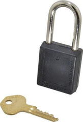 Master Lock - Keyed Alike Nonconductive Lockout Padlock - 1-1/2" Shackle Clearance, 1/4" Shackle Diam, 1-3/4" Body Height x 1-1/2" Body Width, Black, 6 Pins - USA Tool & Supply