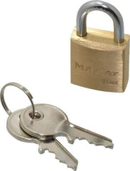 Master Lock - 7/16" Shackle Clearance, Keyed Alike Padlock - 5/32" Shackle Diam, Brass - USA Tool & Supply