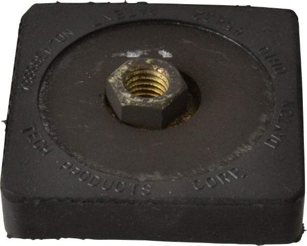 Tech Products - 350 Lb Capacity, 1/2-13 Thread, 5/8" OAL, Steel Stud, Tapped Pivotal Socket Mount Leveling Pad & Mount - 3" Base Diam, Neoprene Pad - USA Tool & Supply