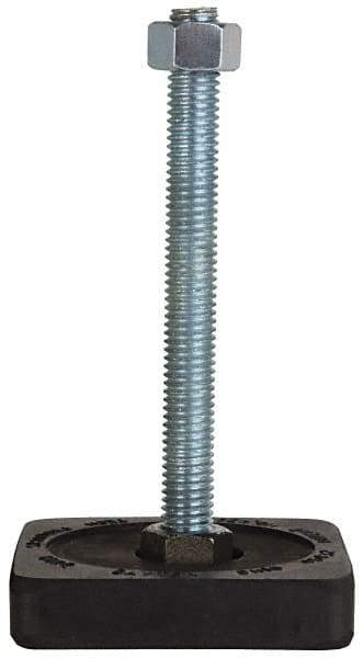 Tech Products - 350 Lb Capacity, 1/2-13 Thread, Steel Stud, Studded Pivotal Socket Mount Leveling Pad & Mount - 5" Stud Length, 3" Base Diam, Neoprene Pad - USA Tool & Supply