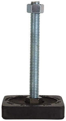 Tech Products - 350 Lb Capacity, 1/2-13 Thread, Steel Stud, Studded Pivotal Socket Mount Leveling Pad & Mount - 5" Stud Length, 3" Base Diam, Neoprene Pad - USA Tool & Supply