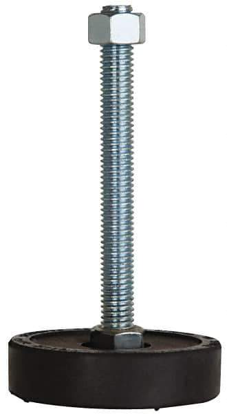 Tech Products - 1000 Lb Capacity, 1/2-13 Thread, Steel Stud, Studded Pivotal Socket Mount Leveling Pad & Mount - 5" Stud Length, 3" Base Diam, Neoprene Pad - USA Tool & Supply
