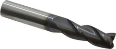 Accupro - 3/8", 3 Flute, Single End, Solid Carbide, 0.02" Corner Radius End Mill - 2-1/2" OAL, 35° Helix, Right Hand Flute, 1" LOC, Right Hand Cut - USA Tool & Supply