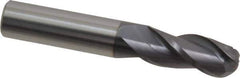 Accupro - 7/16" Diam, 1" LOC, 3 Flute Solid Carbide Ball End Mill - AlTiN Finish, Single End, 2-3/4" OAL, 7/16" Shank Diam, Spiral Flute - USA Tool & Supply