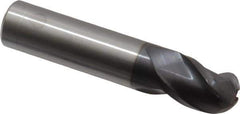 Accupro - 1/2" Diam, 5/8" LOC, 3 Flute Solid Carbide Ball End Mill - AlTiN Finish, Single End, 2-1/2" OAL, 1/2" Shank Diam, Spiral Flute - USA Tool & Supply
