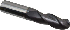 Accupro - 5/8" Diam, 1-1/4" LOC, 3 Flute Solid Carbide Ball End Mill - AlTiN Finish, Single End, 3-1/2" OAL, 5/8" Shank Diam, Spiral Flute - USA Tool & Supply
