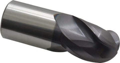Accupro - 1" Diam, 1-1/4" LOC, 3 Flute Solid Carbide Ball End Mill - AlTiN Finish, Single End, 3" OAL, 1" Shank Diam, Spiral Flute - USA Tool & Supply