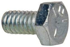 Made in USA - 1/4-20 UNC, 1/2" Length Under Head Hex Head Cap Screw - Fully Threaded, Grade 5 Steel, Zinc-Plated Finish, 7/16" Hex - USA Tool & Supply
