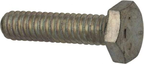 Made in USA - 1/4-20 UNC, 1" Length Under Head Hex Head Cap Screw - Fully Threaded, Grade 5 Steel, Zinc-Plated Finish, 7/16" Hex - USA Tool & Supply