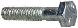 Made in USA - 1/4-20 UNC, 1-1/4" Length Under Head Hex Head Cap Screw - Partially Threaded, Grade 5 Steel, Zinc-Plated Finish, 7/16" Hex - USA Tool & Supply