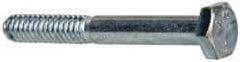 Made in USA - 1/4-20 UNC, 2" Length Under Head Hex Head Cap Screw - Partially Threaded, Grade 5 Steel, Zinc-Plated Finish, 7/16" Hex - USA Tool & Supply