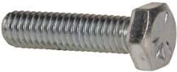 Made in USA - 5/16-18 UNC, 1-1/4" Length Under Head Hex Head Cap Screw - Fully Threaded, Grade 5 Steel, Zinc-Plated Finish, 1/2" Hex - USA Tool & Supply