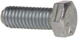Made in USA - 3/8-16 UNC, 1" Length Under Head Hex Head Cap Screw - Fully Threaded, Grade 5 Steel, Zinc-Plated Finish, 9/16" Hex - USA Tool & Supply