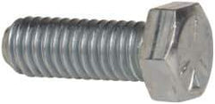 Made in USA - 3/8-16 UNC, 1" Length Under Head Hex Head Cap Screw - Fully Threaded, Grade 5 Steel, Zinc-Plated Finish, 9/16" Hex - USA Tool & Supply