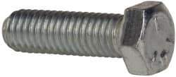 Made in USA - 3/8-16 UNC, 1-1/4" Length Under Head Hex Head Cap Screw - Fully Threaded, Grade 5 Steel, Zinc-Plated Finish, 9/16" Hex - USA Tool & Supply