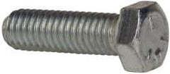 Made in USA - 3/8-16 UNC, 1-1/4" Length Under Head Hex Head Cap Screw - Fully Threaded, Grade 5 Steel, Zinc-Plated Finish, 9/16" Hex - USA Tool & Supply