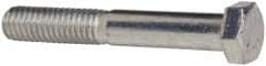 Made in USA - 3/8-16 UNC, 2-1/2" Length Under Head Hex Head Cap Screw - Partially Threaded, Grade 5 Steel, Zinc-Plated Finish, 9/16" Hex - USA Tool & Supply