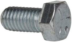 Made in USA - 1/2-13 UNC, 1" Length Under Head Hex Head Cap Screw - Fully Threaded, Grade 5 Steel, Zinc-Plated Finish, 3/4" Hex - USA Tool & Supply