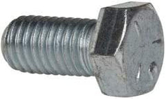 Made in USA - 1/2-13 UNC, 1" Length Under Head Hex Head Cap Screw - Fully Threaded, Grade 5 Steel, Zinc-Plated Finish, 3/4" Hex - USA Tool & Supply