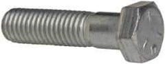 Made in USA - 1/2-13 UNC, 2" Length Under Head Hex Head Cap Screw - Partially Threaded, Grade 5 Steel, Zinc-Plated Finish, 3/4" Hex - USA Tool & Supply