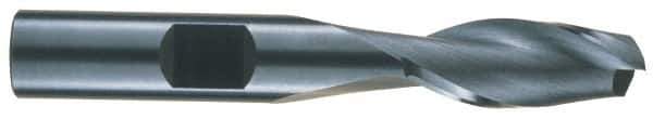 RobbJack - 9/16", 1-1/4" LOC, 9/16" Shank Diam, 3-1/2" OAL, 2 Flute, Solid Carbide Square End Mill - Single End, Uncoated, Spiral Flute, 30° Helix, Centercutting, Right Hand Cut, Right Hand Flute, Series NR-204 - USA Tool & Supply