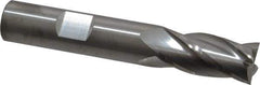 RobbJack - 1/2", 1" LOC, 1/2" Shank Diam, 3" OAL, 4 Flute, Solid Carbide Square End Mill - Single End, Uncoated, Spiral Flute, 30° Helix, Centercutting, Right Hand Cut, Right Hand Flute, Series NR-404 - USA Tool & Supply