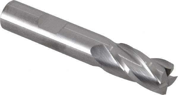 RobbJack - 33/64", 1" LOC, 1/2" Shank Diam, 3" OAL, 4 Flute, Solid Carbide Square End Mill - Single End, Uncoated, Spiral Flute, 30° Helix, Centercutting, Right Hand Cut, Right Hand Flute, Series NR-404 - USA Tool & Supply