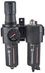 Norgren - 1/2" NPT Port Standard 2 Piece Filter/Regulator-Lubricator FRL Unit - Metal Bowl, 138 SCFM, 250 Max psi, 11.93" High x 6.84" Long, Automatic Drain - USA Tool & Supply