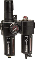 Norgren - 3/4" NPT Port Standard 2 Piece Filter/Regulator-Lubricator FRL Unit - Metal Bowl, 138 SCFM, 250 Max psi, 11.93" High x 6.84" Long, Automatic Drain - USA Tool & Supply