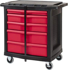 Rubbermaid - 250 Lb Capacity, 5 Drawer Mobile Workstation - 30-1/2" Wide x 20-1/4" Deep x 33-5/8" High, Plastic - USA Tool & Supply