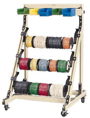 Qualtech - 300 Lb Capacity, 33-39/64" Wide x 36" Long x 54" High Wire Spool Cart - 3 Slot, Aluminum, 2 Rigid/2 Swivel Casters - USA Tool & Supply