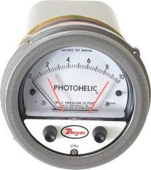 Dwyer - 25 Max psi, 2% Accuracy, NPT Thread Photohelic Pressure Switch - 1/8 Inch Thread, 10 Inch Water Column, 120°F Max - USA Tool & Supply