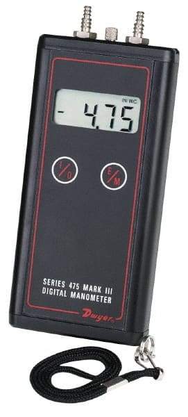 Dwyer - 11 Max psi, 0.5% Accuracy, Handheld Digital Manometer - 40 Inch Water Column, 122°F Max - USA Tool & Supply