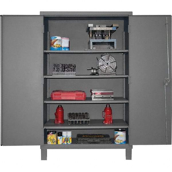 Durham - 4 Shelf Locking Storage Cabinet - Steel, 36" Wide x 24" Deep x 78" High, Gray - USA Tool & Supply