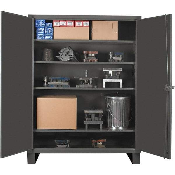 Durham - 4 Shelf Locking Storage Cabinet - Steel, 60" Wide x 24" Deep x 78" High, Gray - USA Tool & Supply