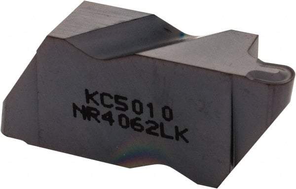 Kennametal - 4062NR K Grade KC5010, 3.18mm Cutting Width Carbide Grooving Insert - 3.81mm Max Depth of Cut, Left Hand, 1.59mm Corner Radius, TiAlN Finish - USA Tool & Supply