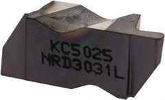 Kennametal - 3031NRD Grade KC5025, 1.58mm Cutting Width Carbide Grooving Insert - 3.18mm Max Depth of Cut, Left Hand, 0.79mm Corner Radius, TiAlN Finish - USA Tool & Supply