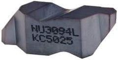 Kennametal - 3094NU Grade KC5025, 2.39mm Cutting Width Carbide Grooving Insert - 3.18mm Max Depth of Cut, Left Hand, 0.51mm Corner Radius, TiAlN Finish - USA Tool & Supply