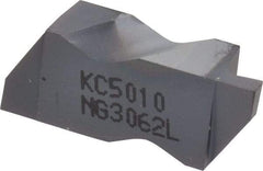 Kennametal - 3062NG Grade KC5010, 1.58mm Cutting Width Carbide Grooving Insert - 2.39mm Max Depth of Cut, Left Hand, 0.19mm Corner Radius, TiAlN Finish - USA Tool & Supply